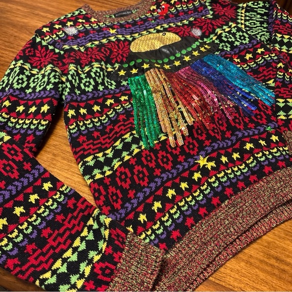 Blizzard Bay Christmas Sweater UFO Candy Abduction Size L Light Up Festive Rave - Picture 5 of 9